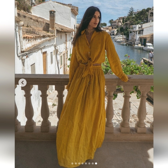 ZARA * Set Maxi Long  Ramie Boho Skirt and Knotted Shirt - Picture 11 of 16